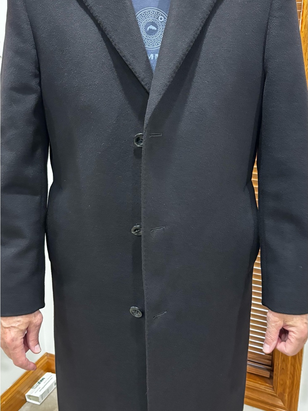 Daniel Cremieux 100 % cashmere Black Single-Breasted Wool Coat